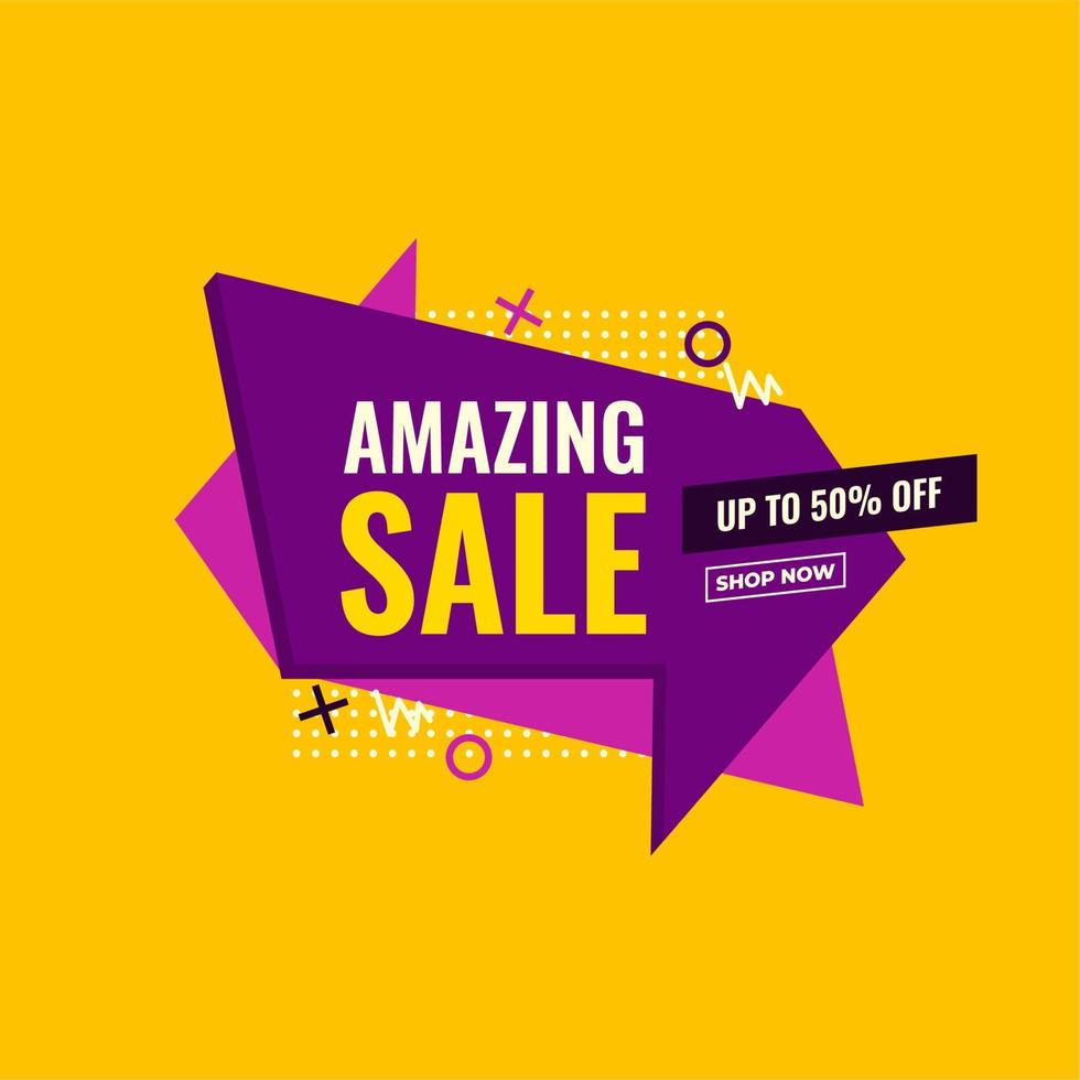 amazing sale yellow and purple abstract sale banner promotion shop now vector