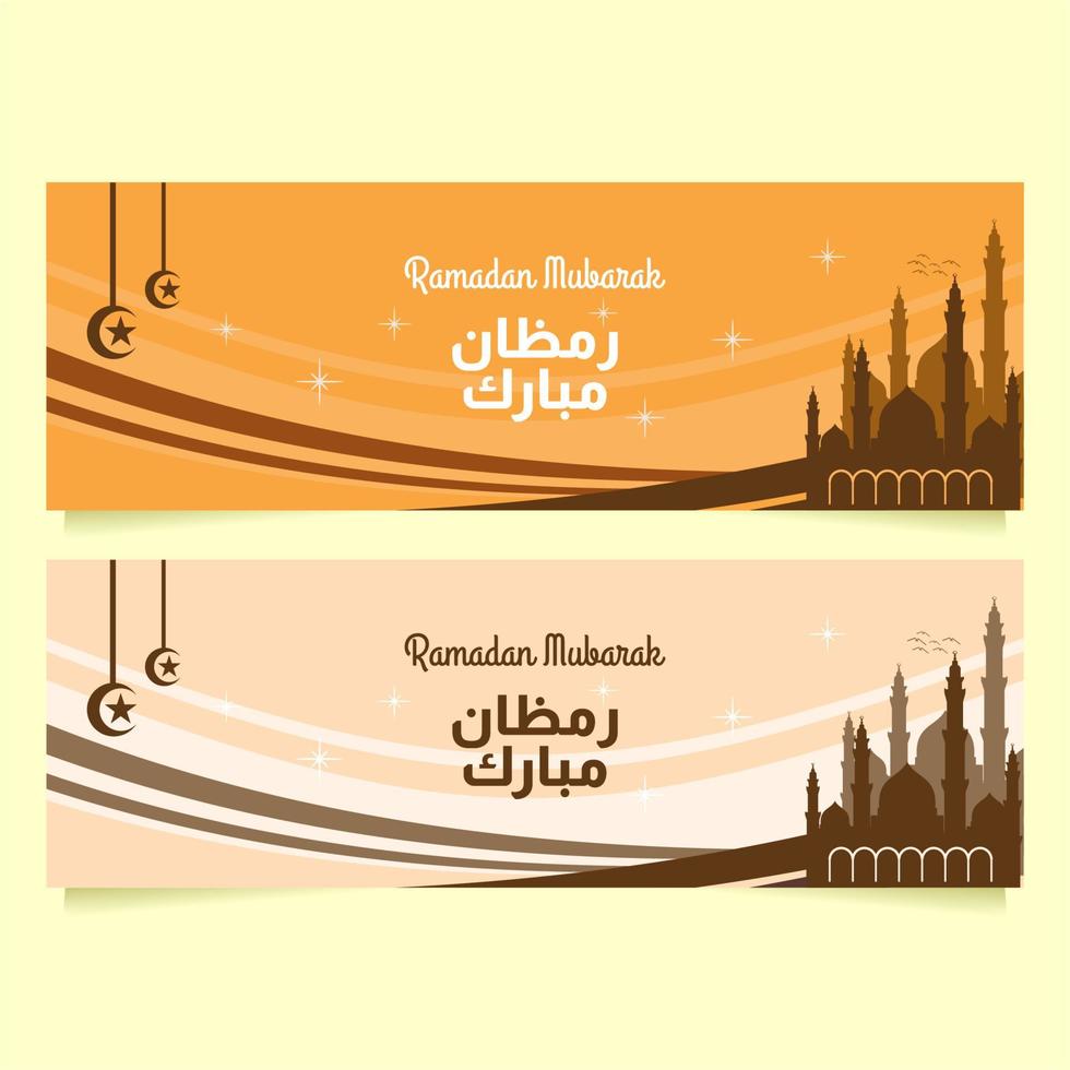 Ramadan mubarak background greeting elegant set vector