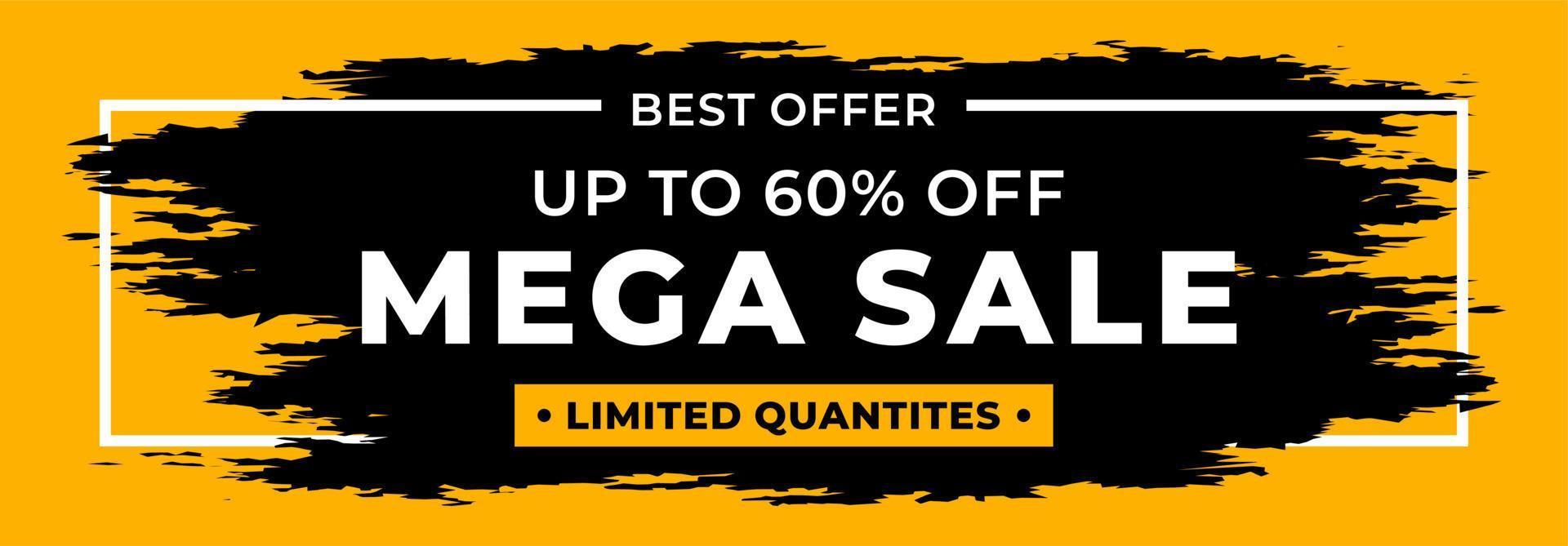 Vector Banner Sales Brush Yellow Mega Sale Discount Poster