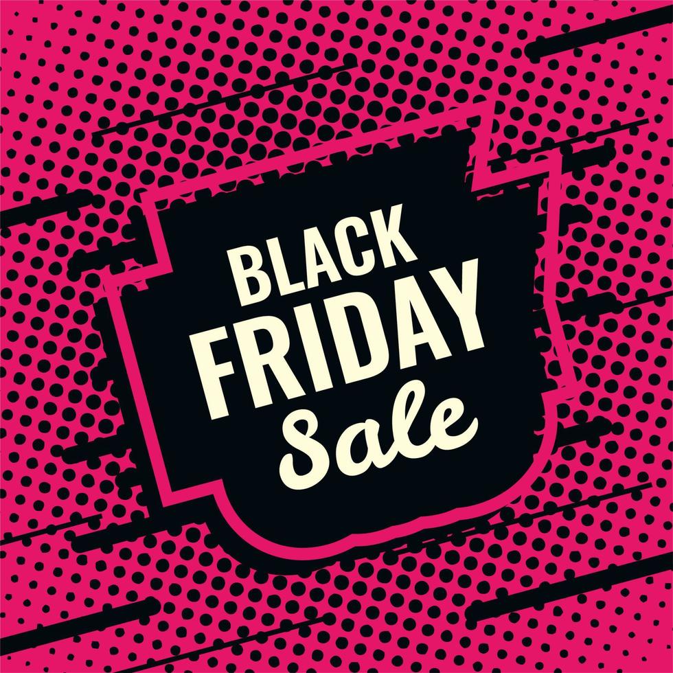 black friday pink and black abstract sale banner template vector