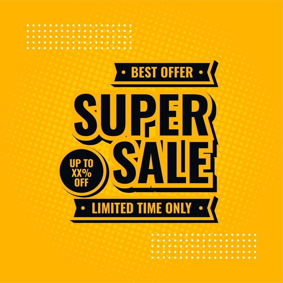 super sale yellow and black abstract sale banner best offer vector