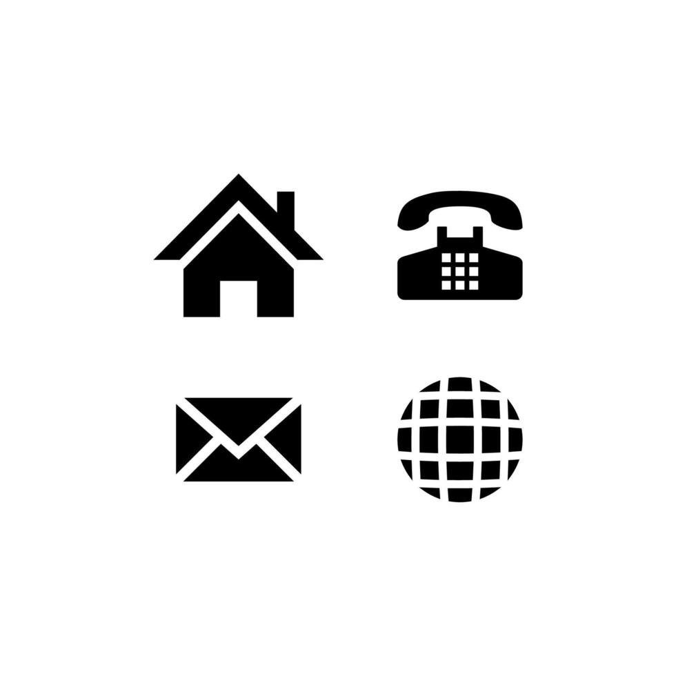 Business Card Icon Address Set. Vector minimal symbols communication