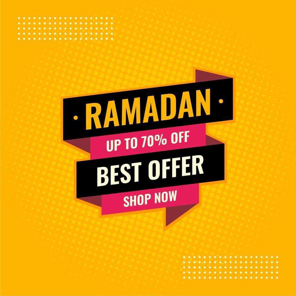 Ramadan best offer yellow and black abstract sale banner vector