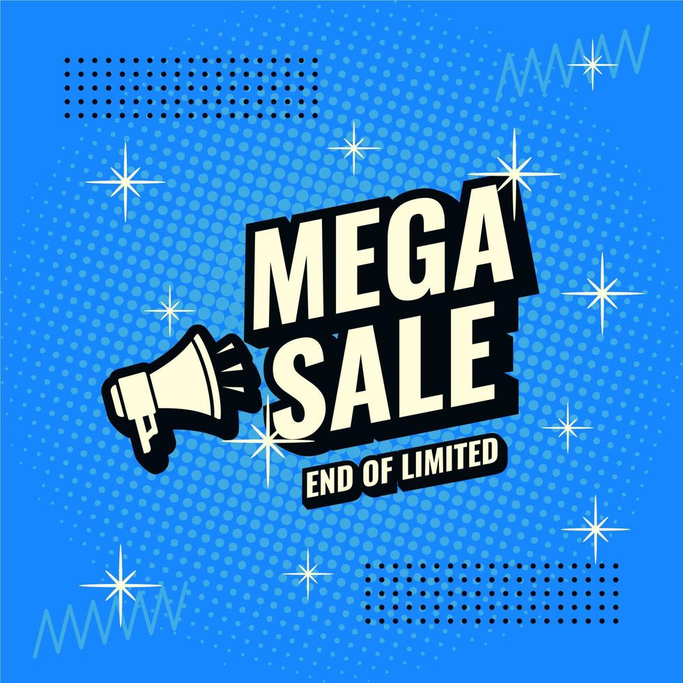 Mega sale blue and black abstract sale banner design vector