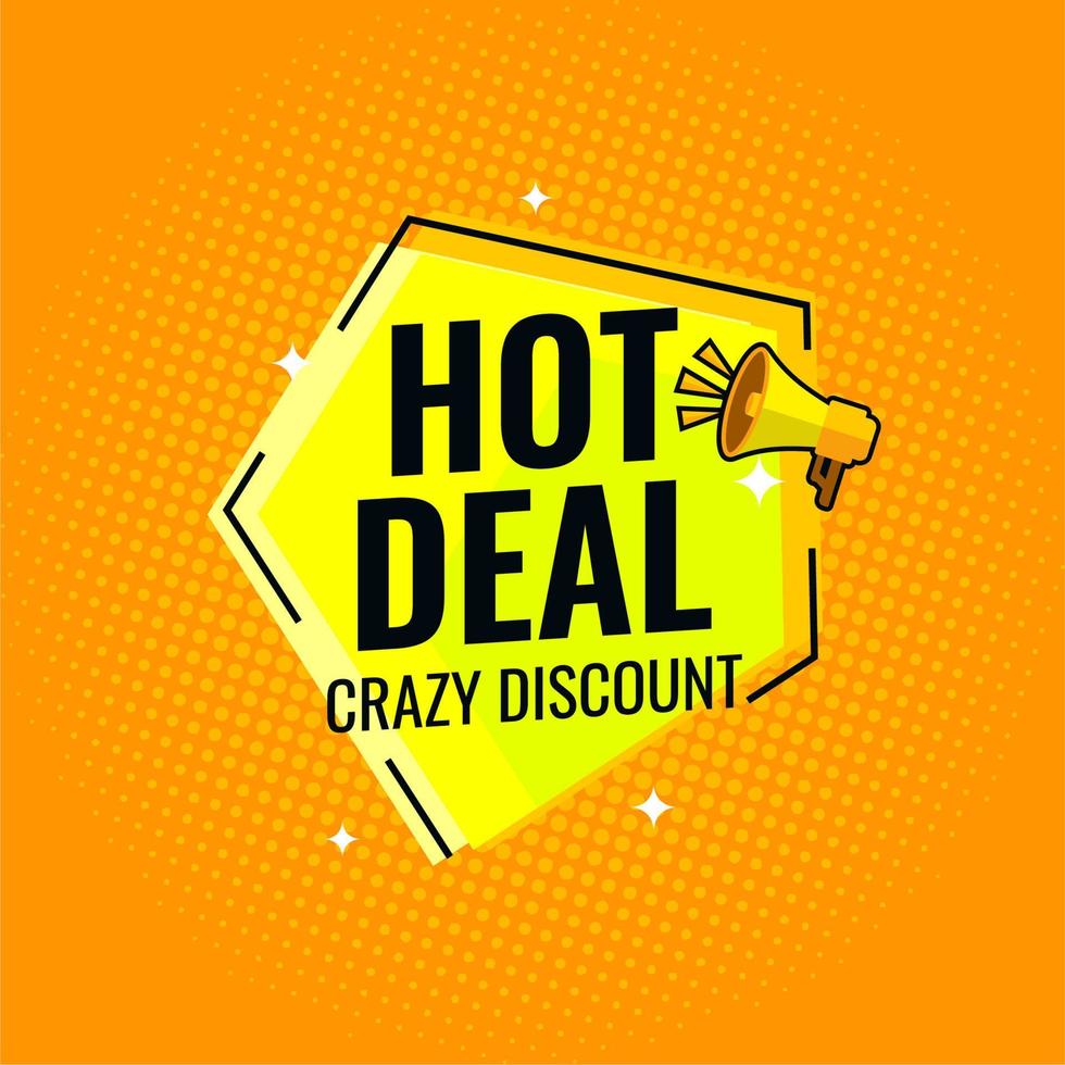 Hot deal crazy discount yellow sale banner promotion advertising sale store shop vector