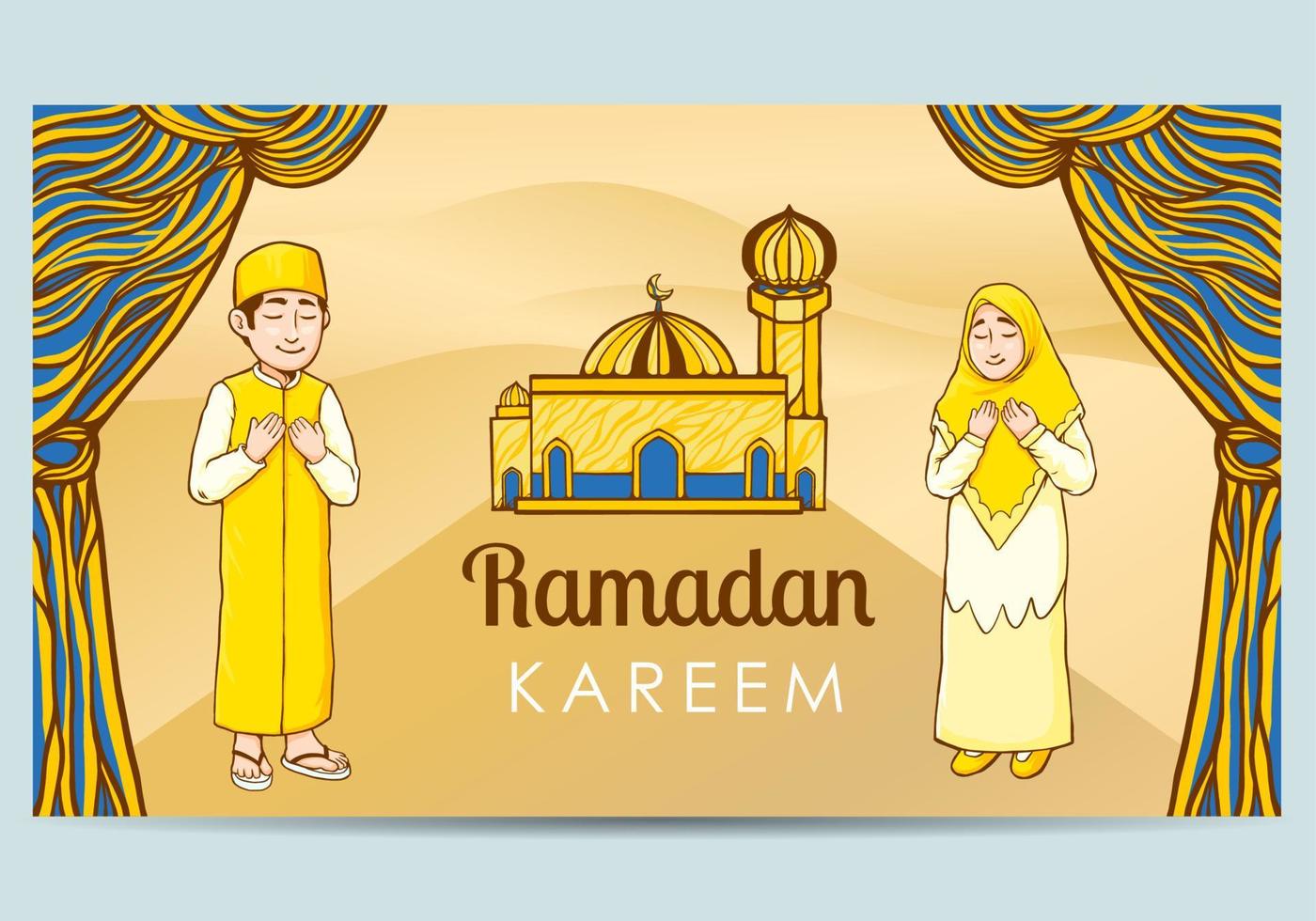 Islamic Design Template Landscape Suitable For Ramadan Kareem Premium Vector