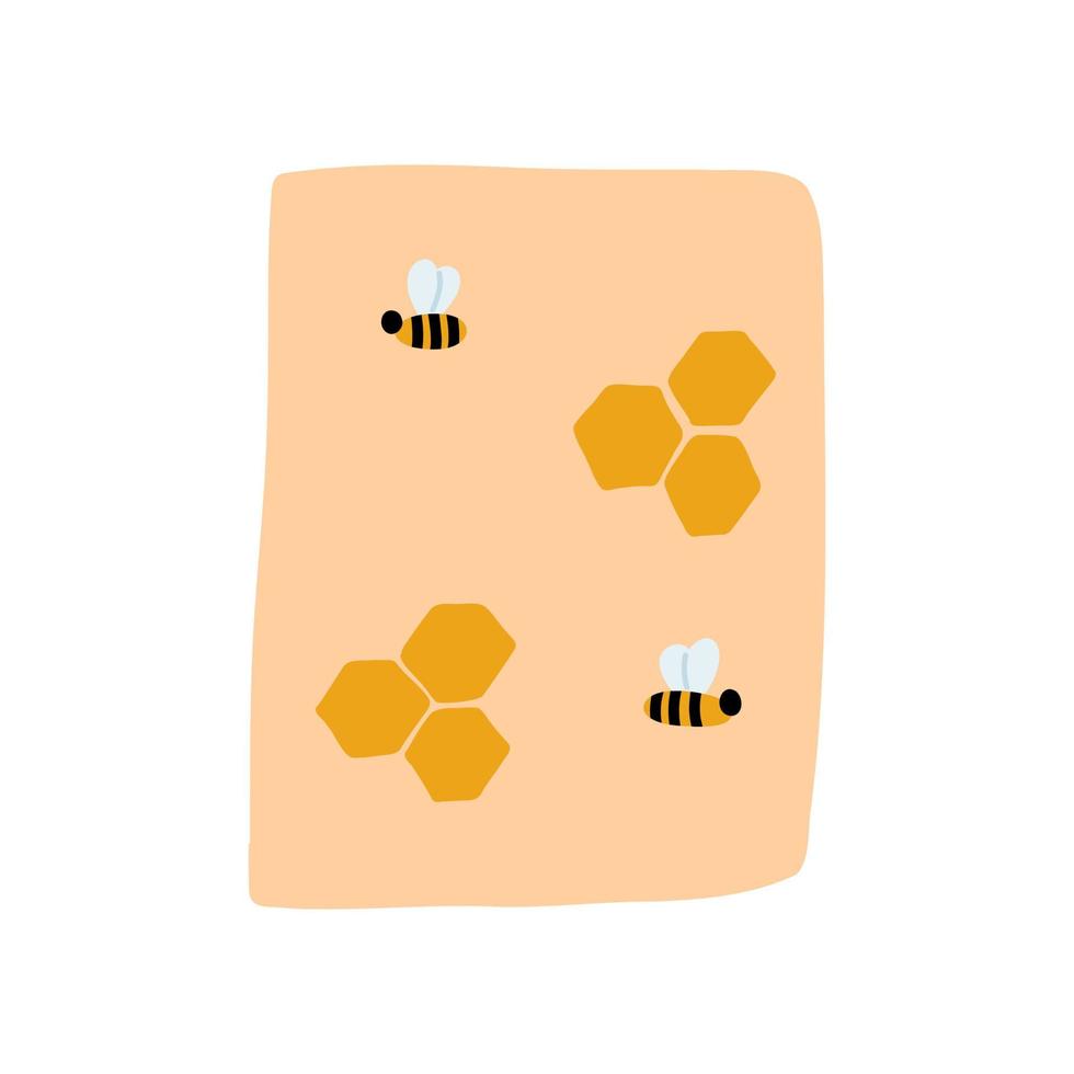 Zero waste beeswax wrap for food storage in cartoon flat style. Vector illustration of reusable and recyclable plastic free eco items.