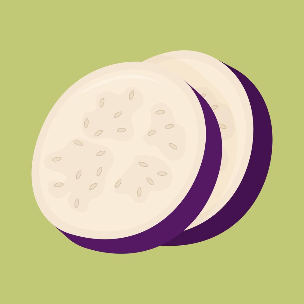 A piece of eggplant isolated on background. Flat vector illustration.