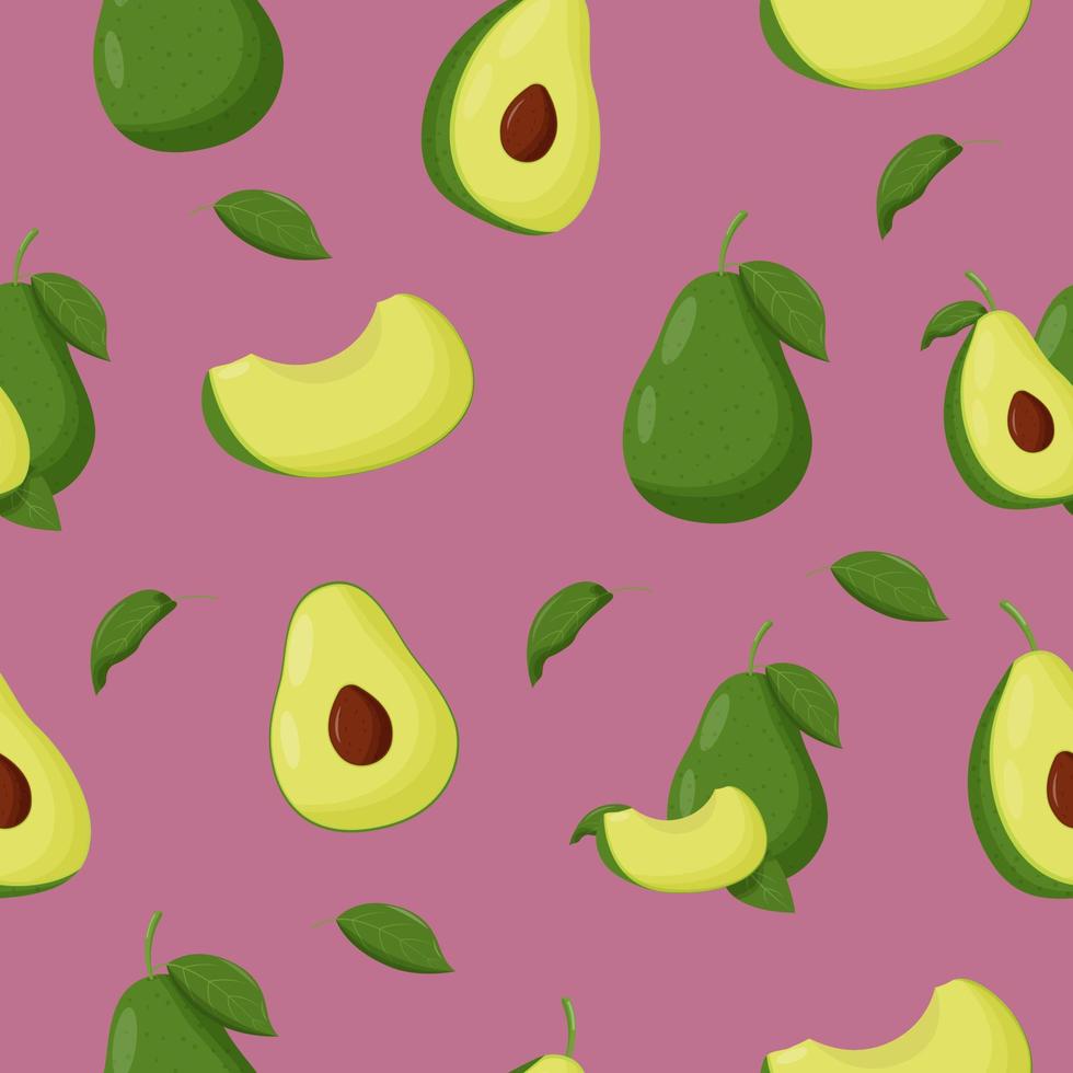 Cute avocado seamless pattern. Flat vector illustration