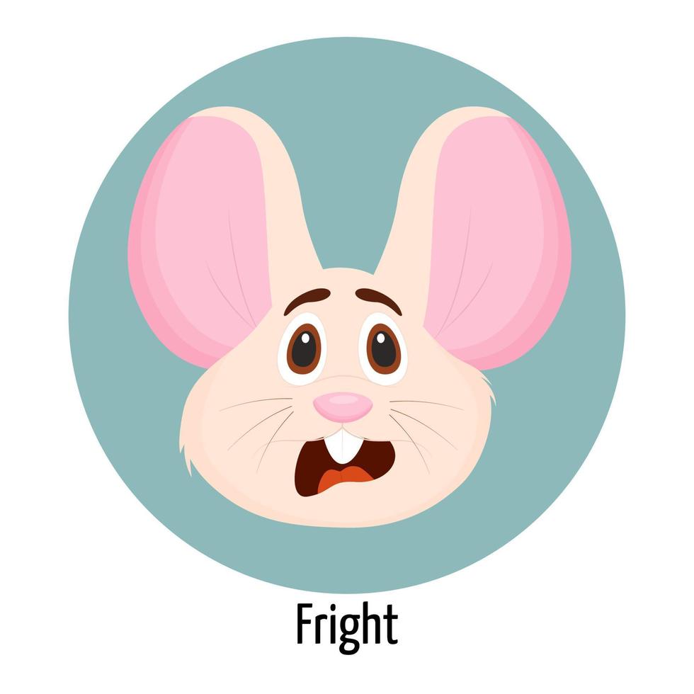 Mouse character with a scared face. Facial expression. Mouse character feelings vector