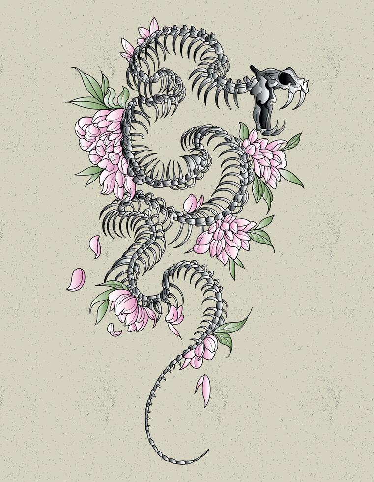 snake skull peony vector