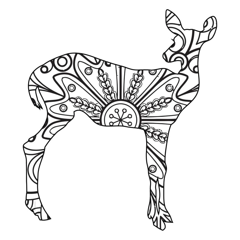 Mandala Deer Coloring Page vector