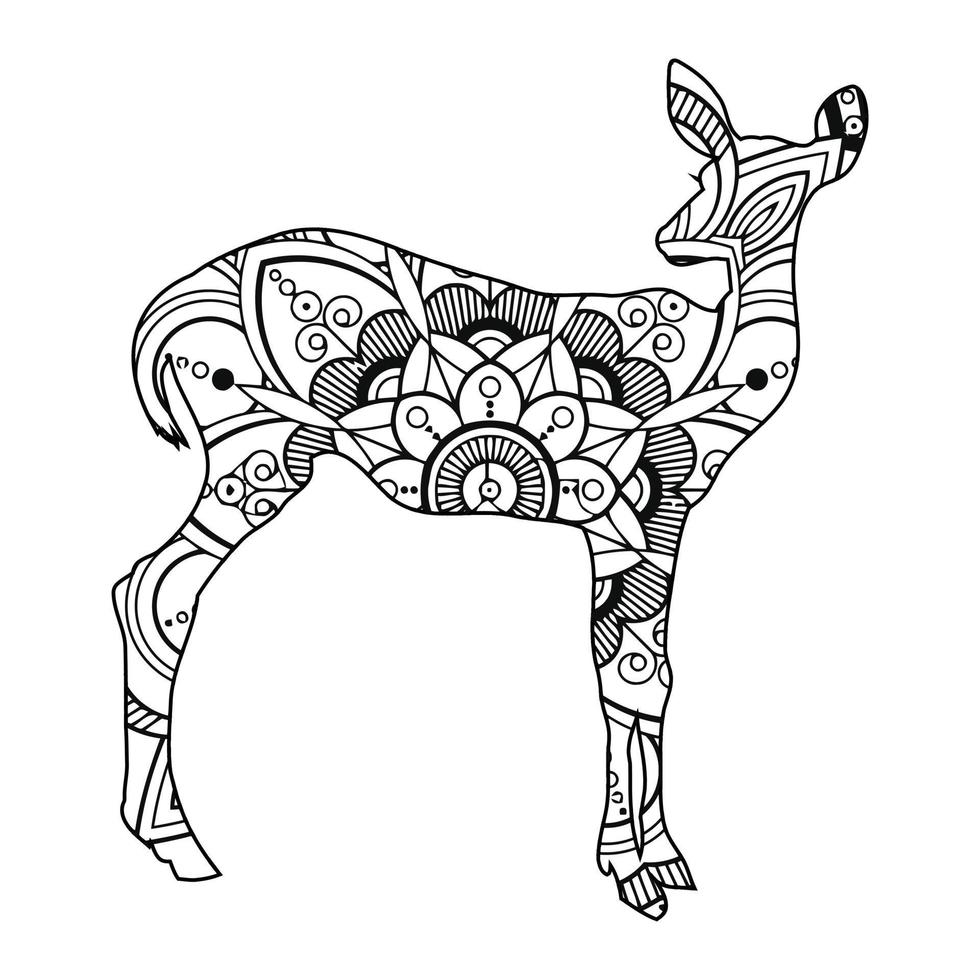 Mandala Deer Coloring Page vector