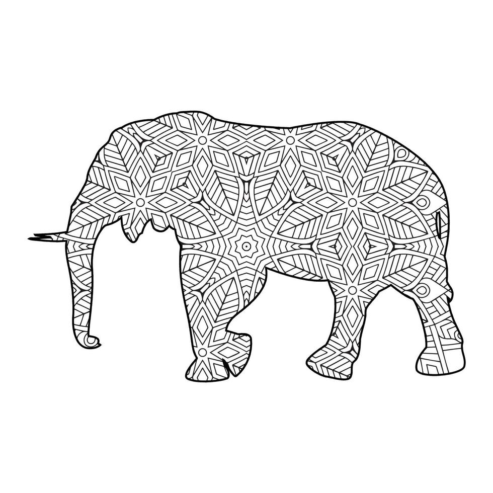 mandala elefante página para colorear vector