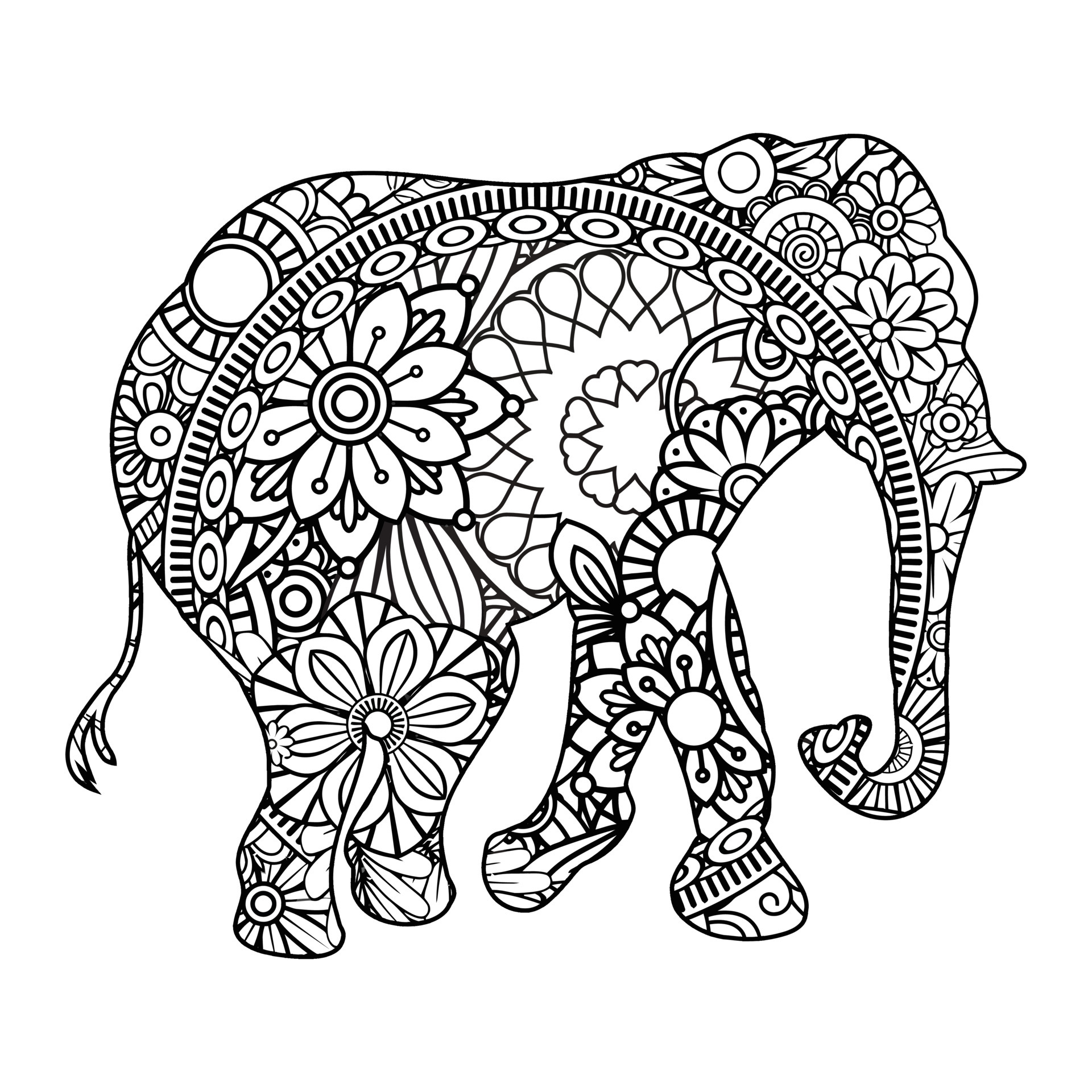 Mandala Elephant Coloring Page 6943677 Vector Art at Vecteezy