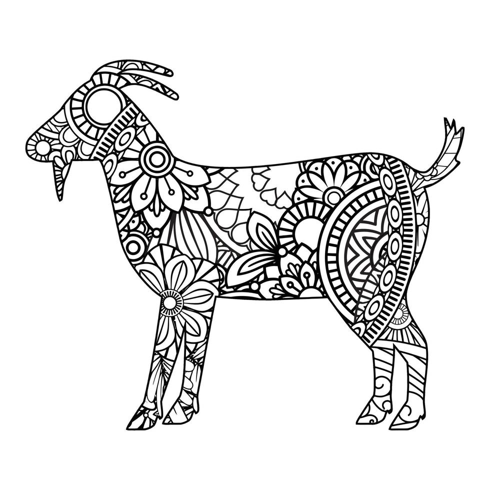 Mandala Goat Coloring Page vector