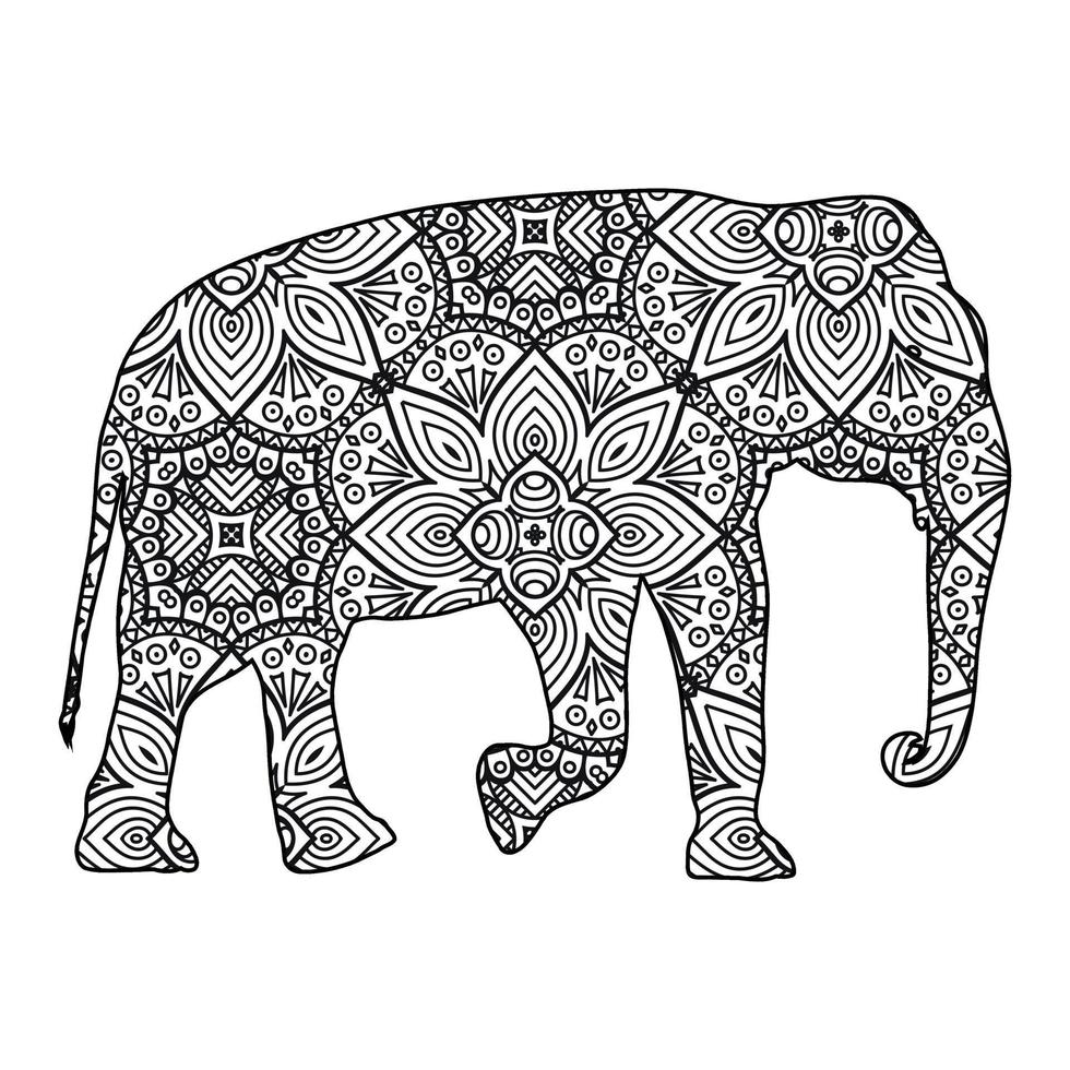 Mandala Elephant Coloring Page vector