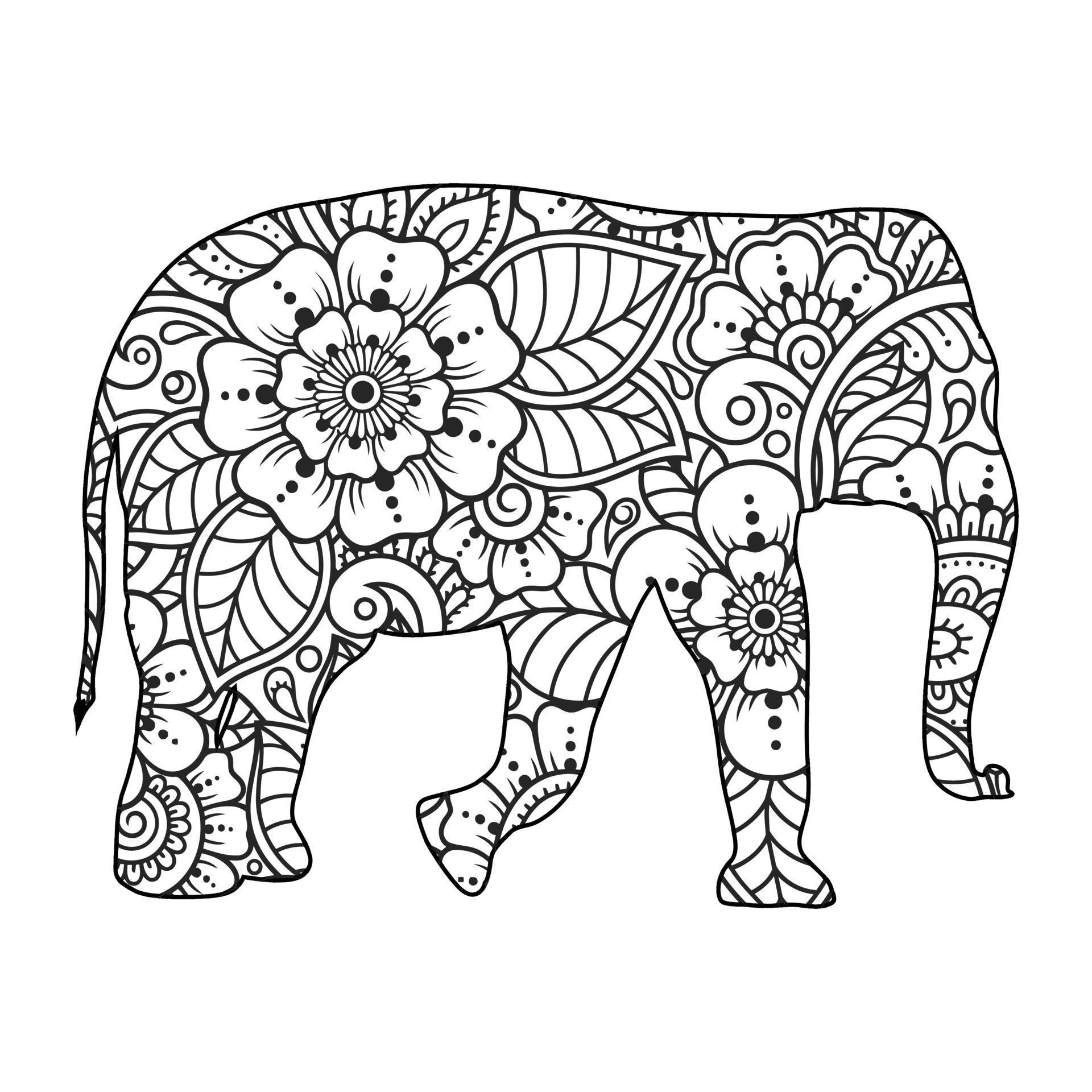 Mandala Elephant Coloring Page 6943740 Vector Art at Vecteezy