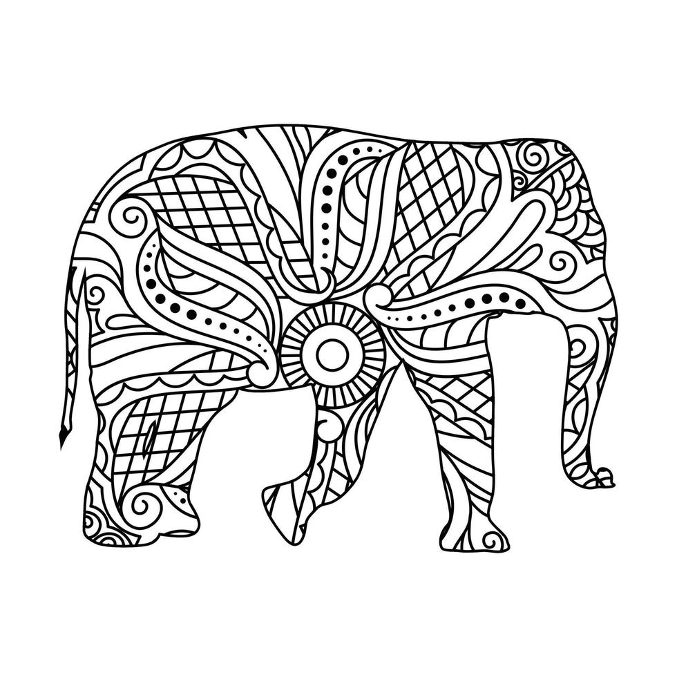 Mandala Elephant Coloring Page vector