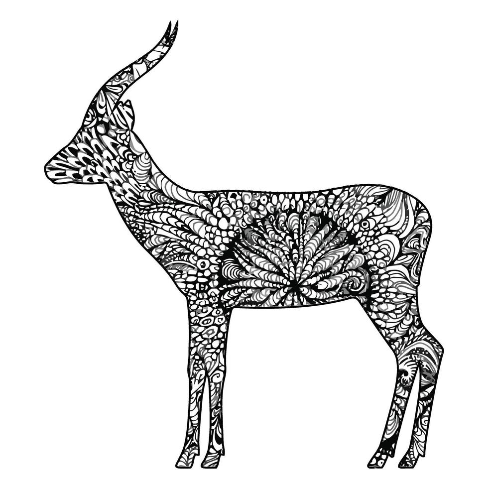 página para colorear ciervo mandala vector