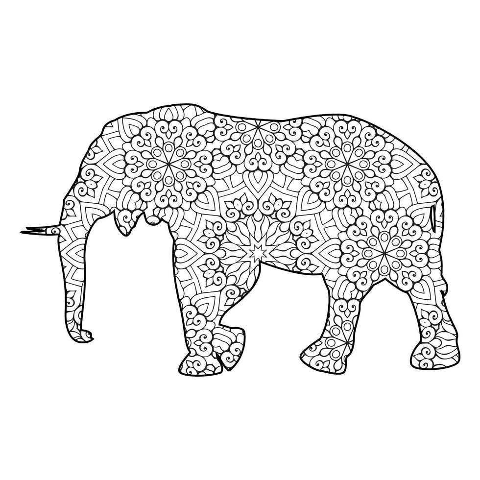 Mandala Elephant Coloring Page vector