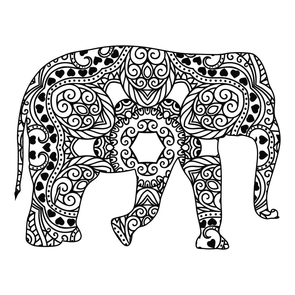 Mandala Elephant Coloring Page vector