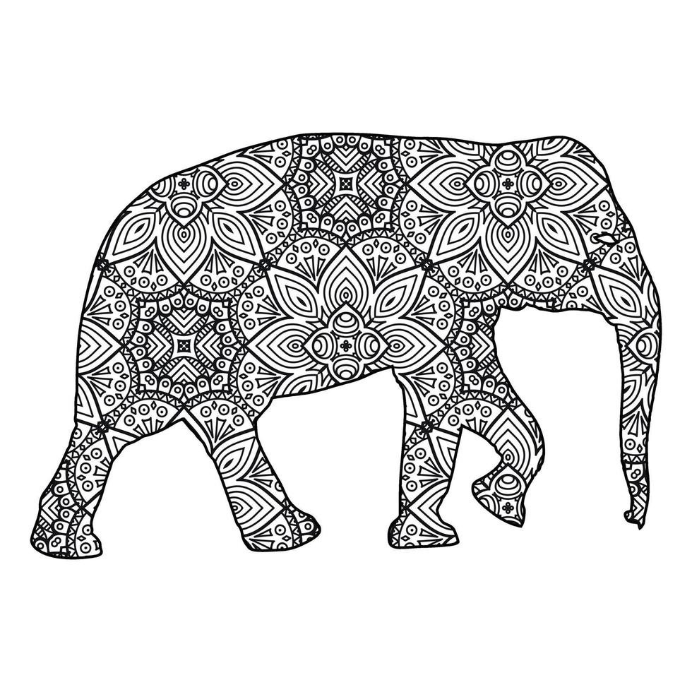 Mandala Elephant Coloring Page vector