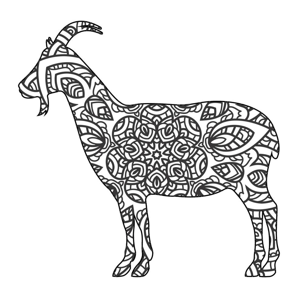 Mandala Goat Coloring Page vector