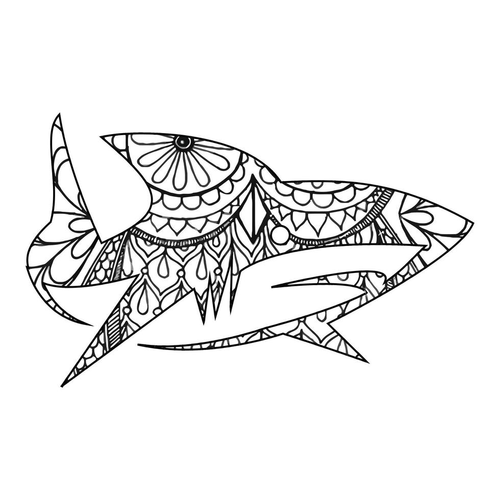 Mandala Fish Coloring Page vector