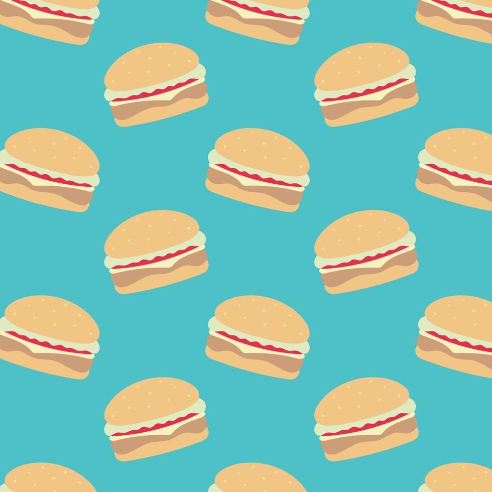 Burger pattern. Illustration in vector. For greeting card, posters, banners, menu, the card or stick, printing on the pack, printing on clothes, fabric, wallpaper. vector