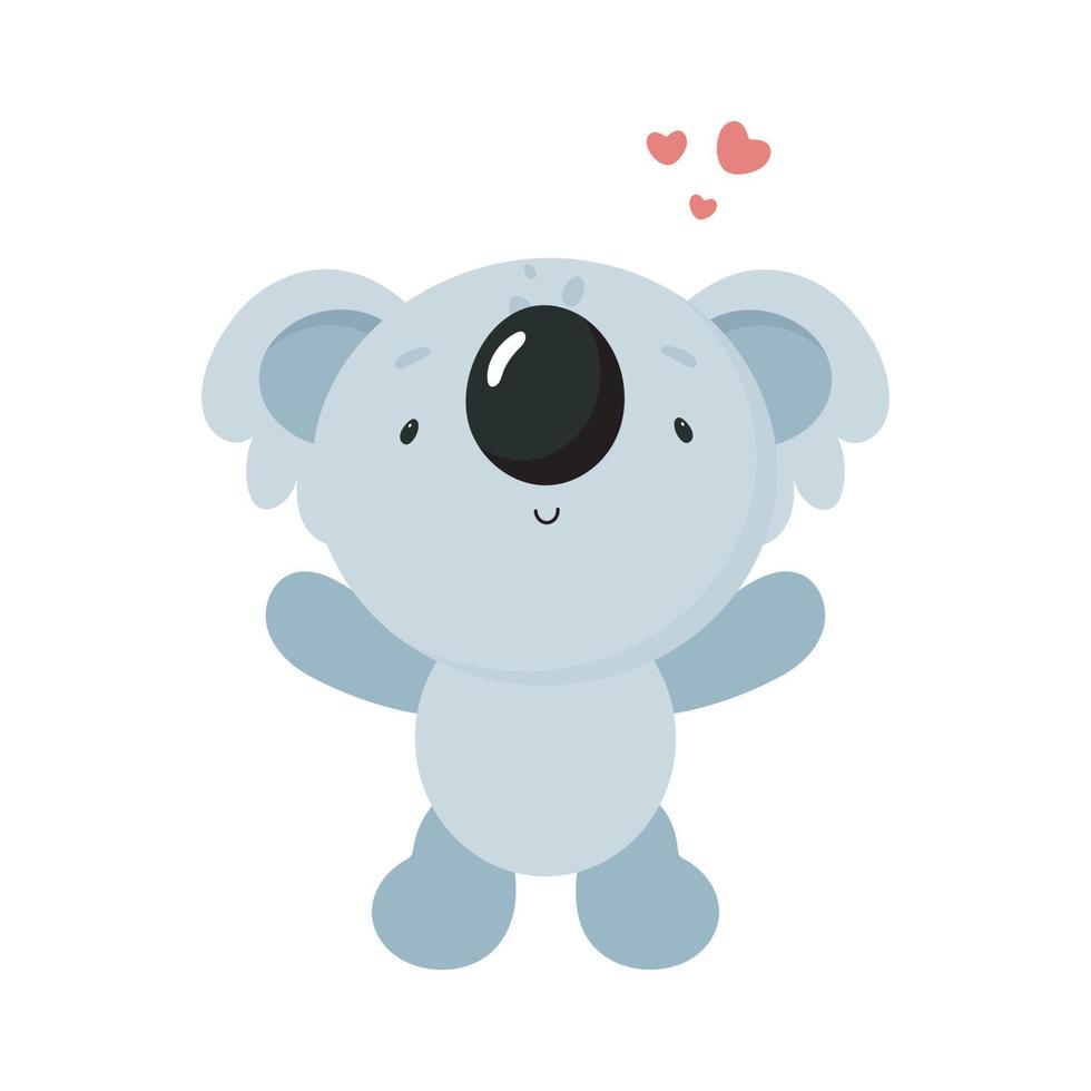 lindo koala enamorado. estilo de dibujos animados ilustración vectorial para cosas de niños, tarjetas, carteles, pancartas, libros para niños, impresión en el paquete, impresión en ropa, tela, papel pintado, textil o platos. vector