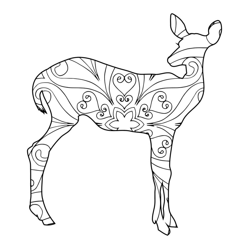 Mandala Deer Coloring Page vector