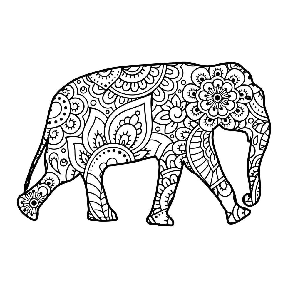 Mandala Elephant Coloring Page 6943810 Vector Art at Vecteezy