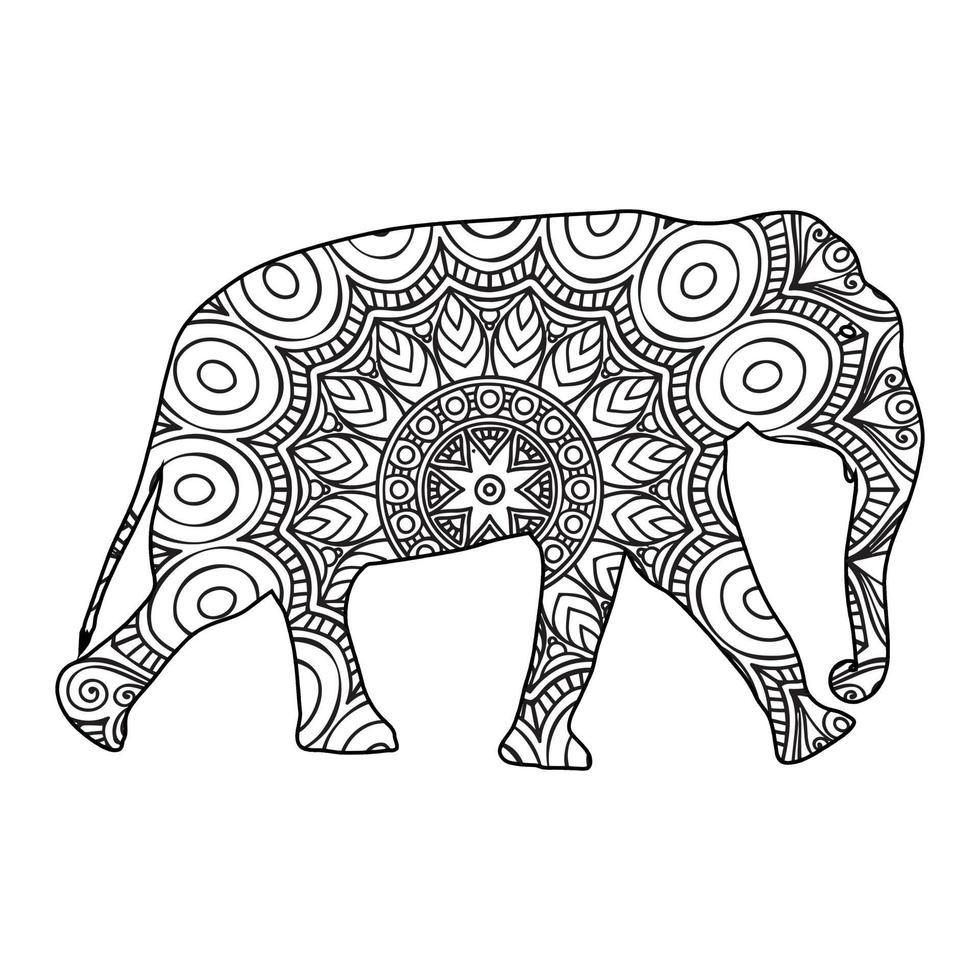 Mandala Elephant Coloring Page vector