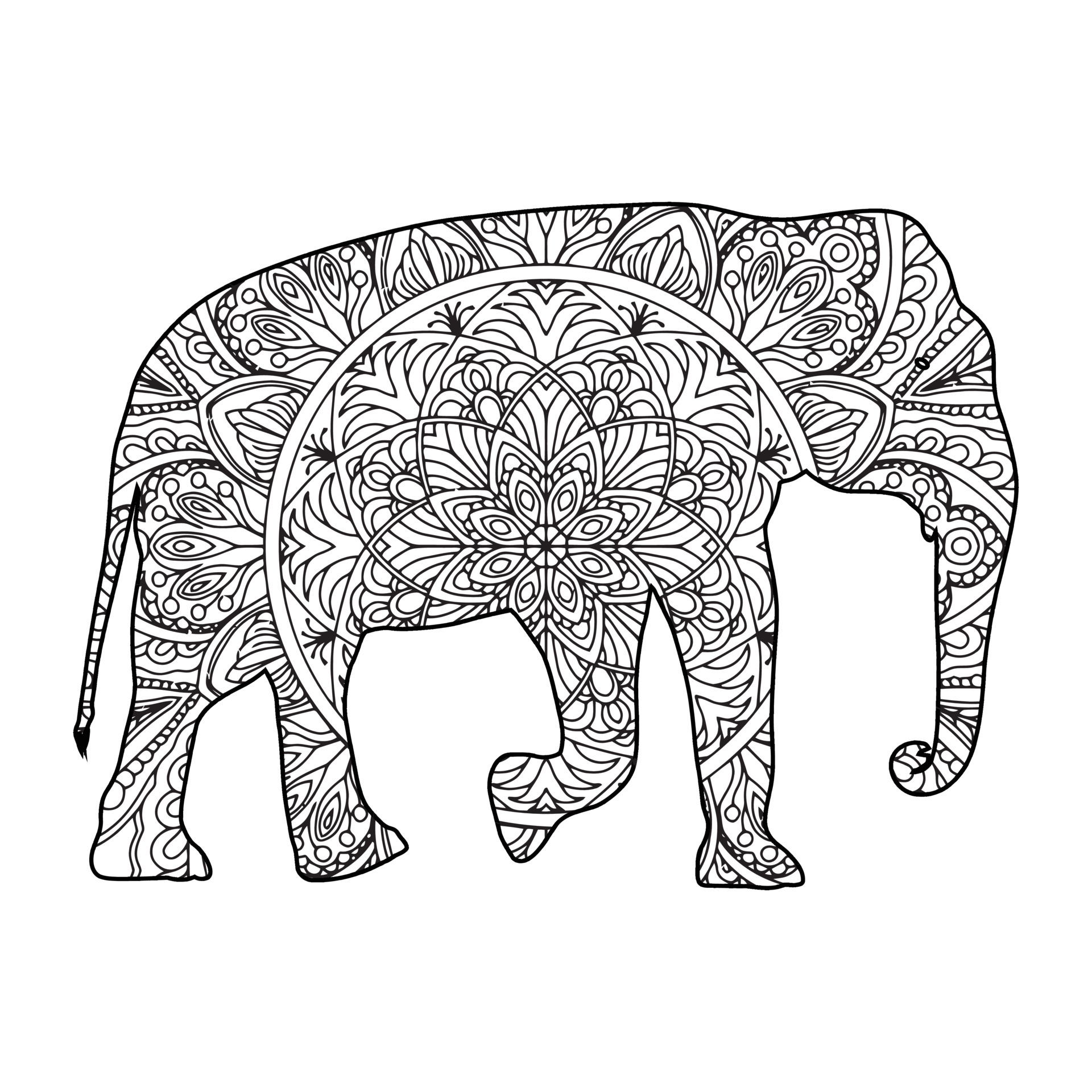 Mandala Elephant Coloring Page 6943818 Vector Art at Vecteezy