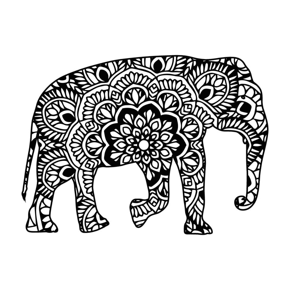 Mandala Elephant Coloring Page vector