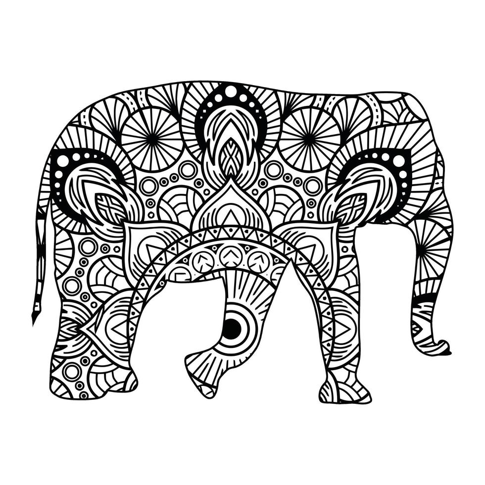 Mandala Elephant Coloring Page vector