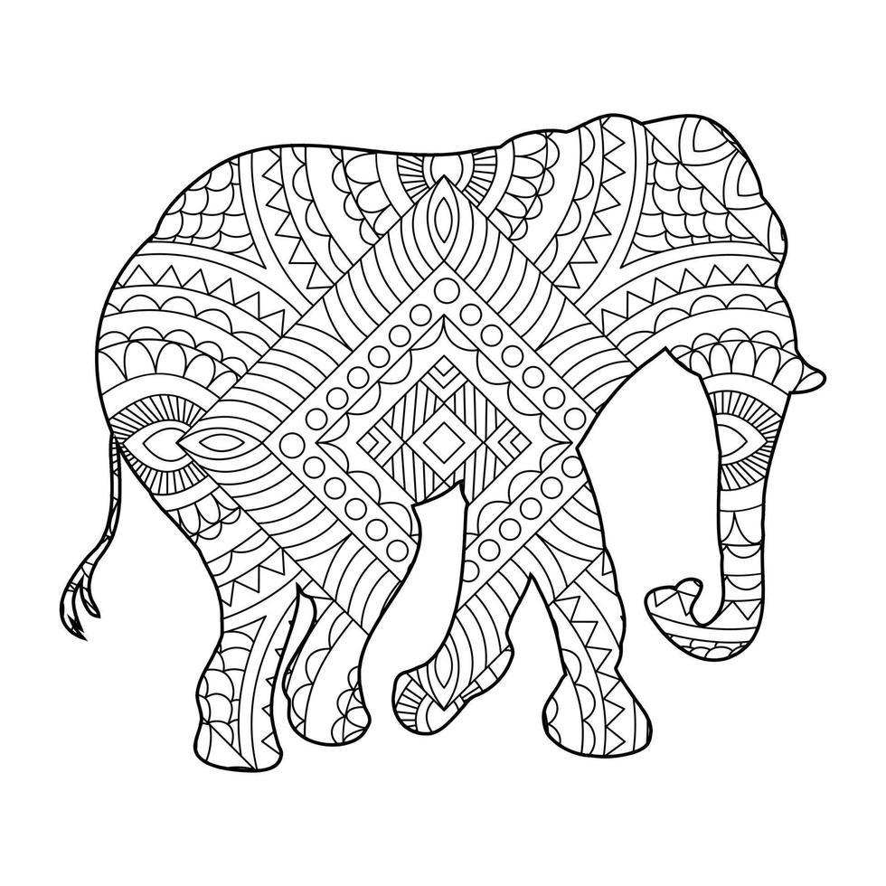 Mandala Elephant Coloring Page 6943829 Vector Art at Vecteezy