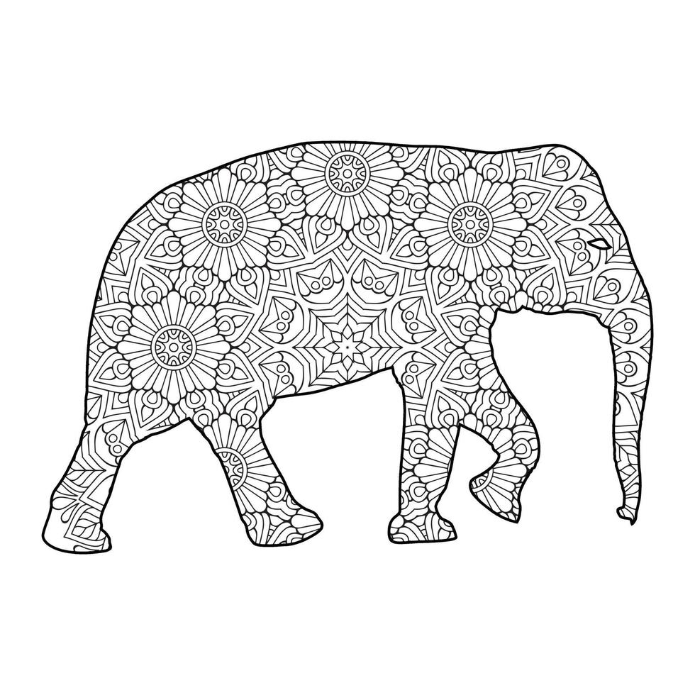 Mandala Elephant Coloring Page vector