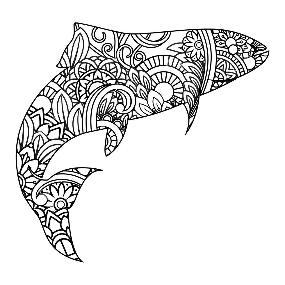 Mandala Fish Coloring Page vector