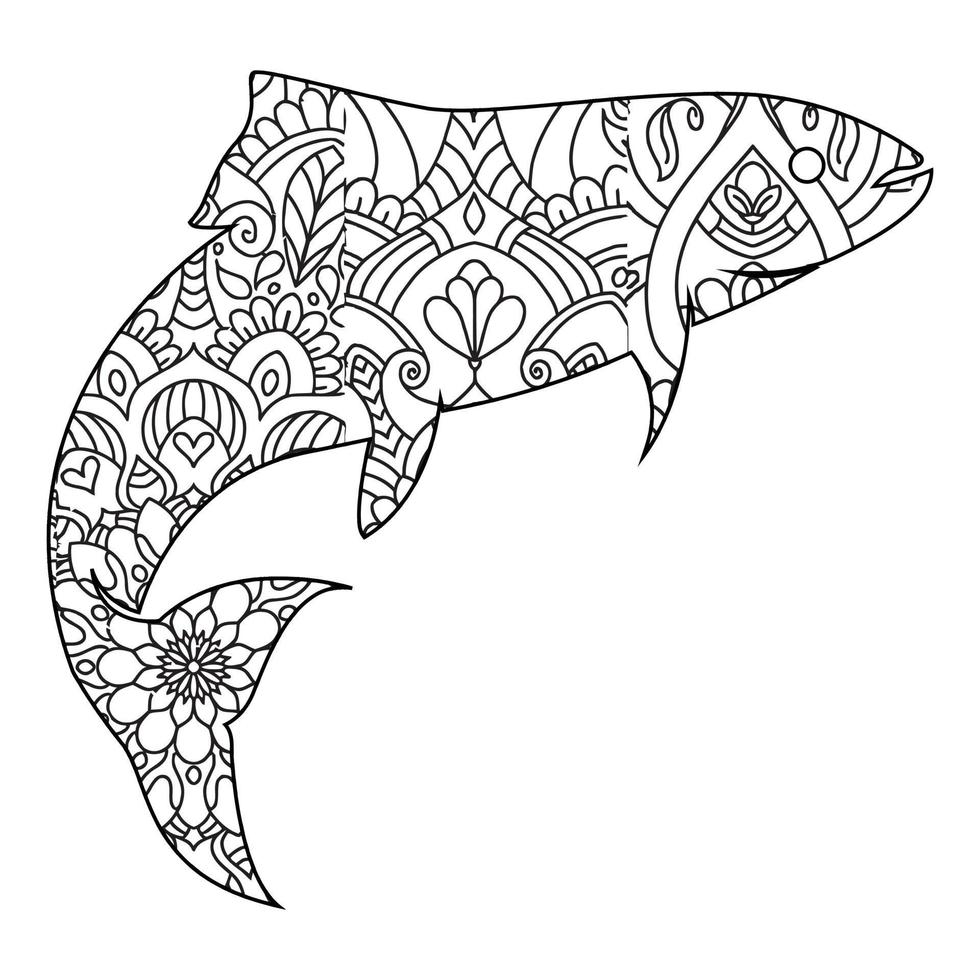 Mandala Fish Coloring Page vector