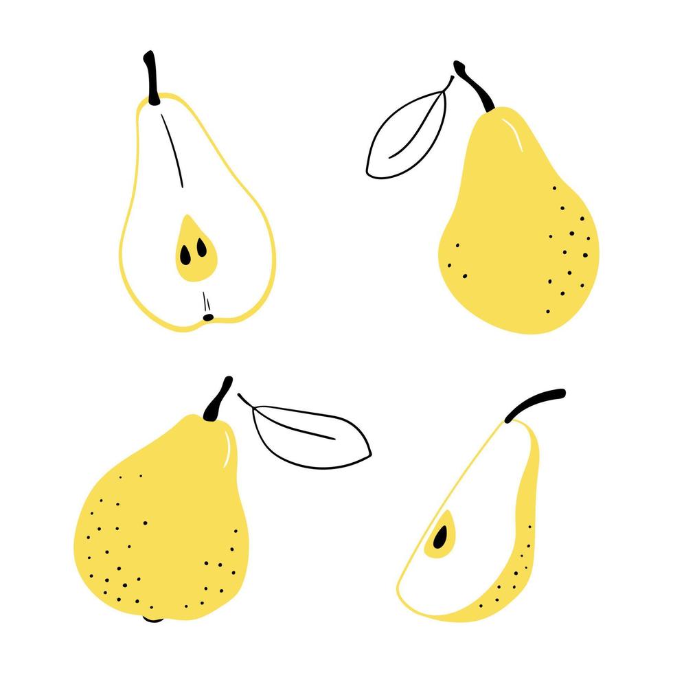 Set of hand drawn pears vector