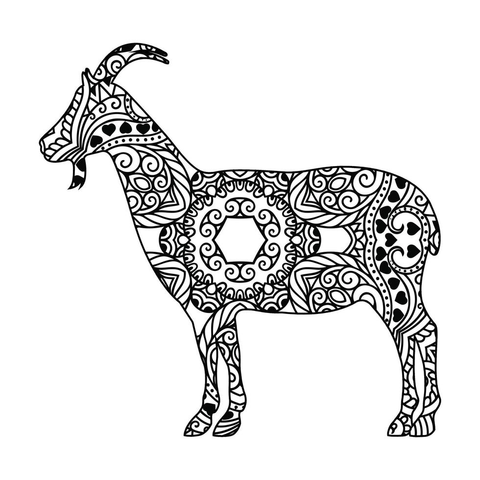 Mandala Goat Coloring Page vector