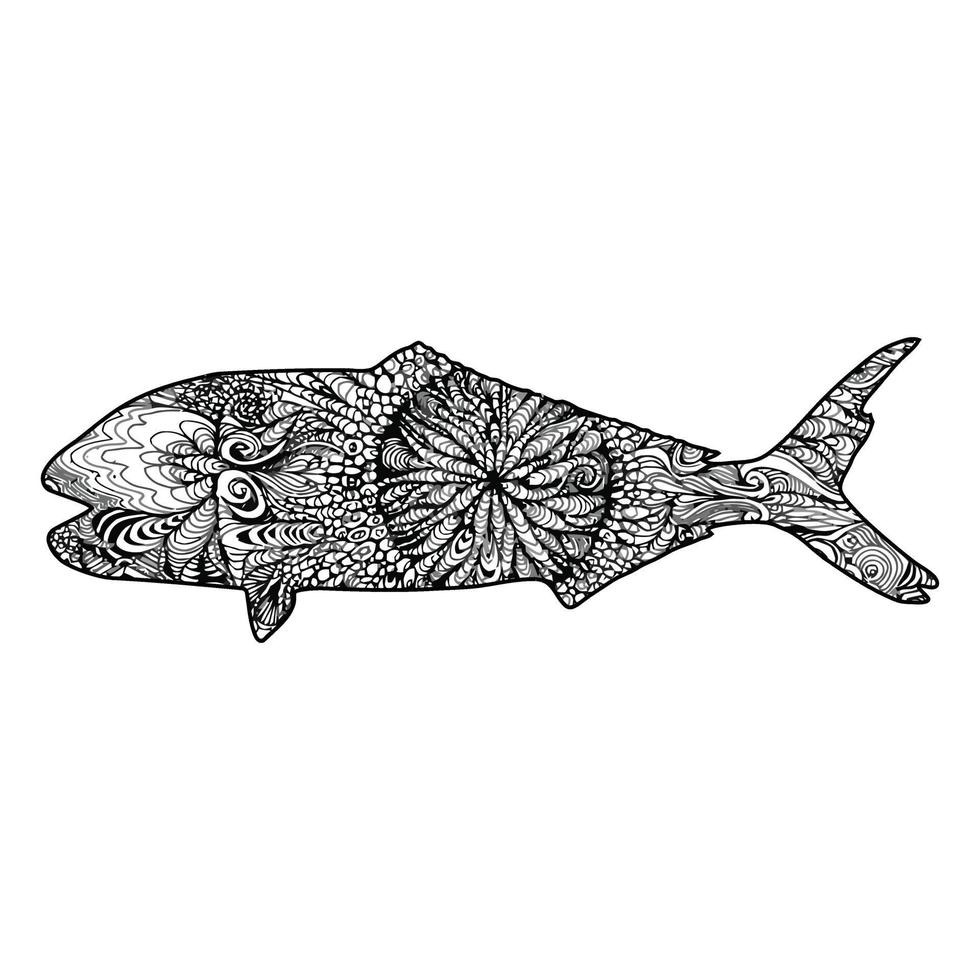 Mandala Fish Coloring Page vector
