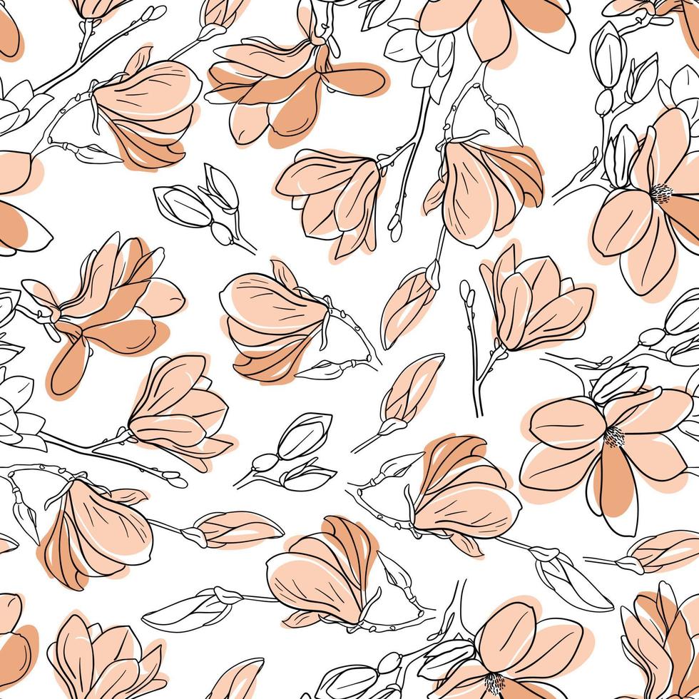 patrones sin fisuras con flores de magnolia vector