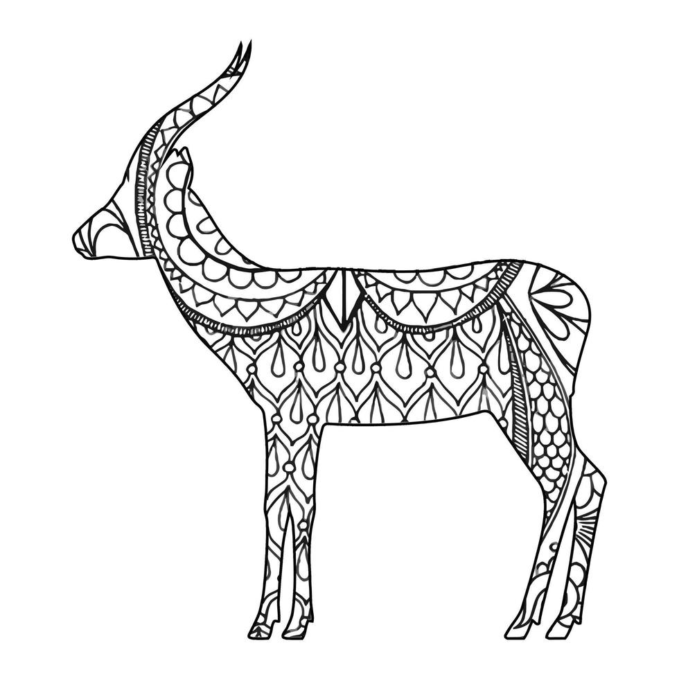 Mandala Deer Coloring Page vector