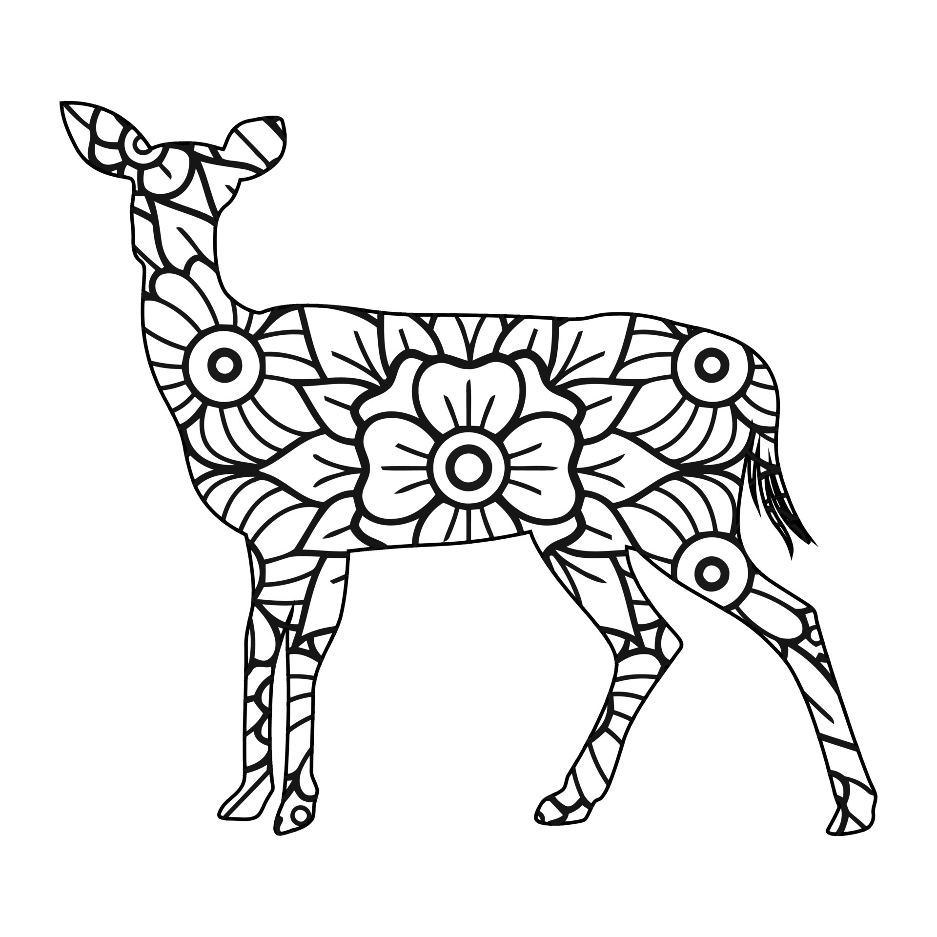 Mandala Deer Coloring Page Vector Art At Vecteezy