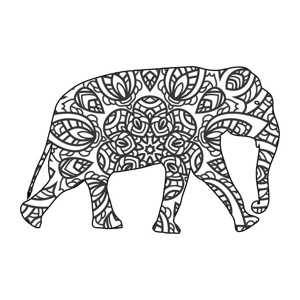 Mandala Elephant Coloring Page vector