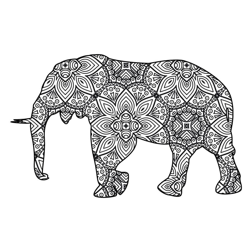 Mandala Elephant Coloring Page vector