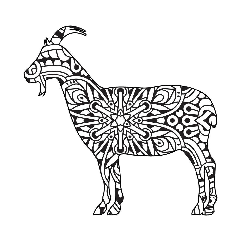Mandala Goat Coloring Page vector